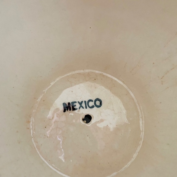 Pair Mexican vintage hand-painted ceramic planters with orange flowers - Picture 4 of 5